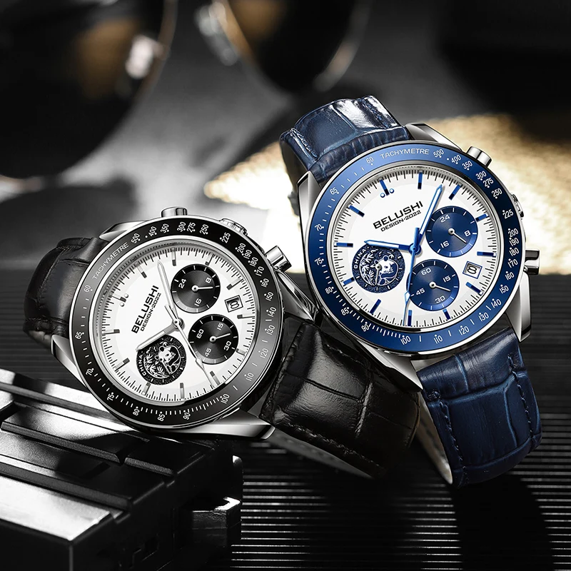 2023 New BELUSHI Classic Luminous Calendar Multifunctional Men Quartz Watch Fashion Watch for Men Luxury Business Man Wristwatch