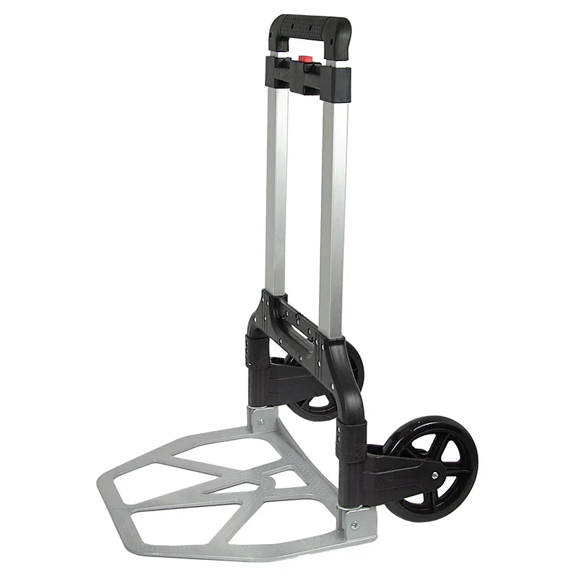 Portable Aluminum Folding Hand Truck Dolly Luggage Trolley Cart w Telescoping Handle PU Rubber Wheels for Home Office Travel Use