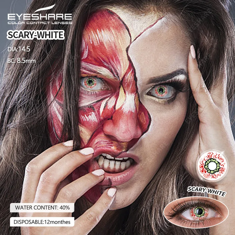 EYESHARE Wholesale Halloween Cosplay Cosmetic Contact Lenses Colored Lenses for Eyes Chinese Characters Crazy Eye Color Lens