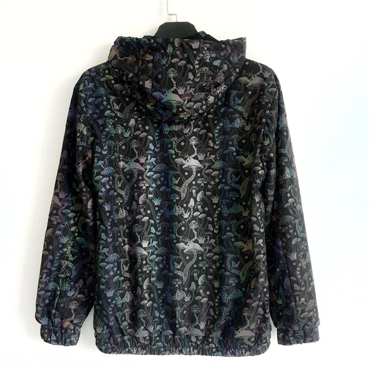 Custom Reflective Puffer Jacket Mushroom Print Reflective Clothing
