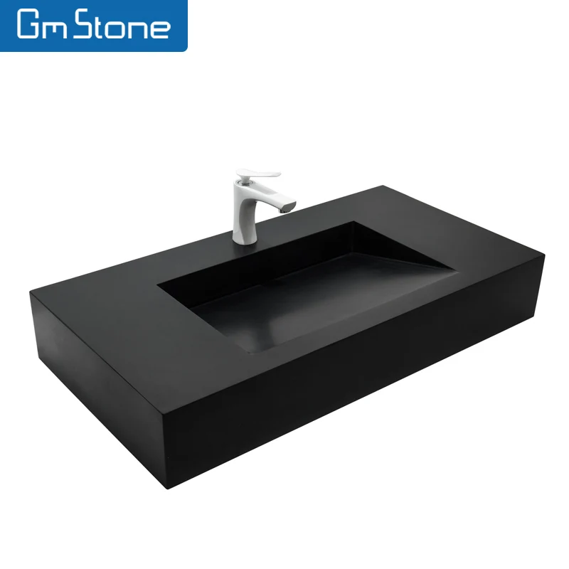 most popular and hot sell solid surface modern wall-hung hand wash basin artificial stone sink bathroom CUPC certification