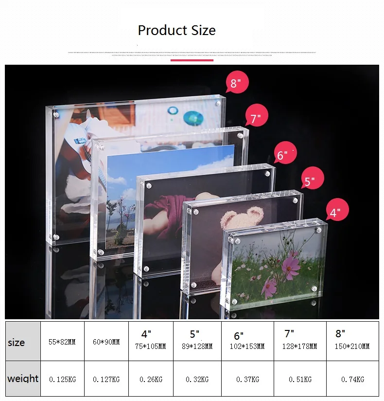 Ready to ship on stock fast dispatch Fashion acrylic 5x7 magnetic photo frame manufacturers