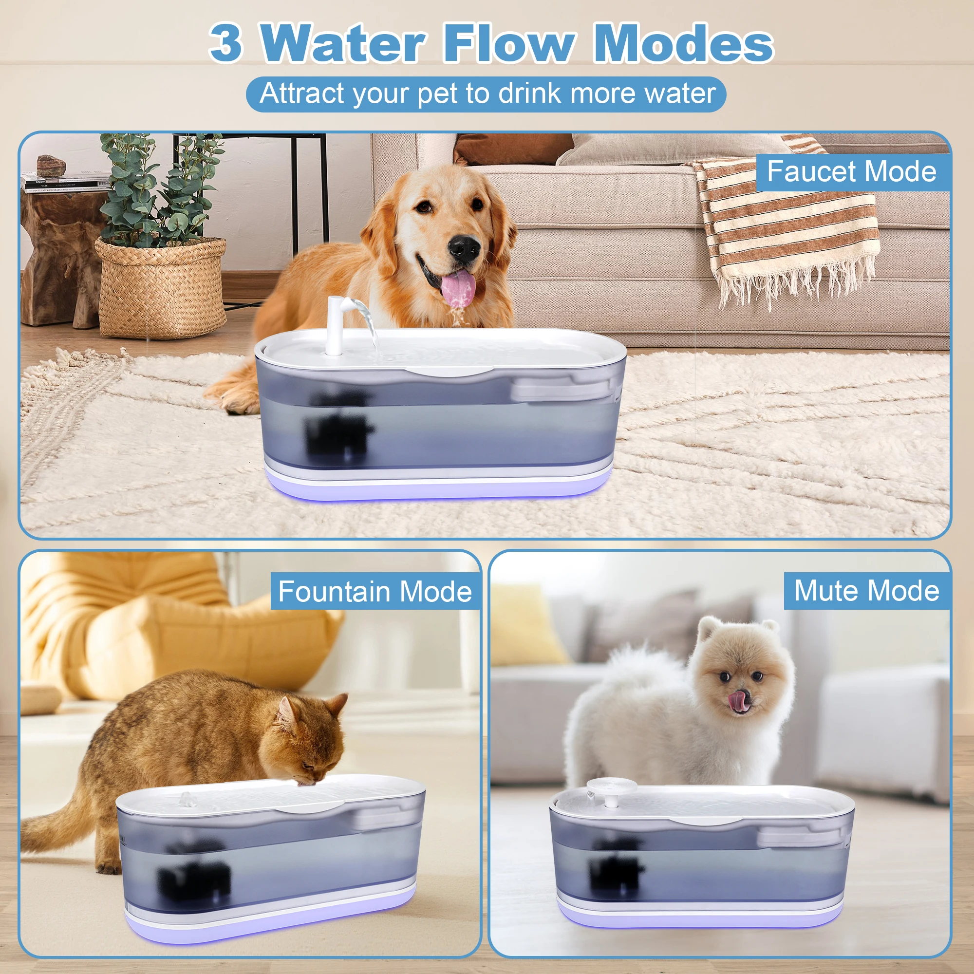 fountain water pet large capacity 2.3L automatic drinking fountain