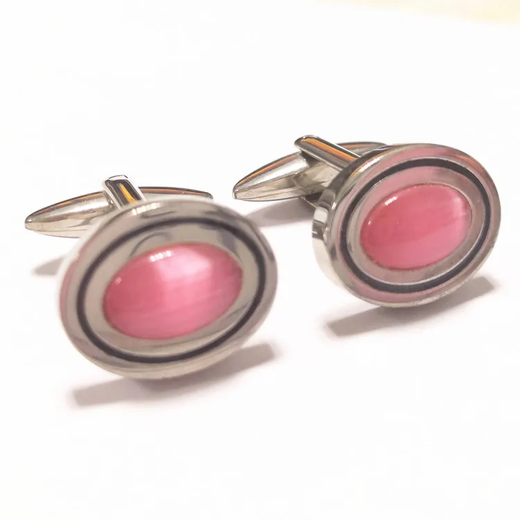 Factory Wholesale Quality Jewelry Pink Stone Cufflinks for sale