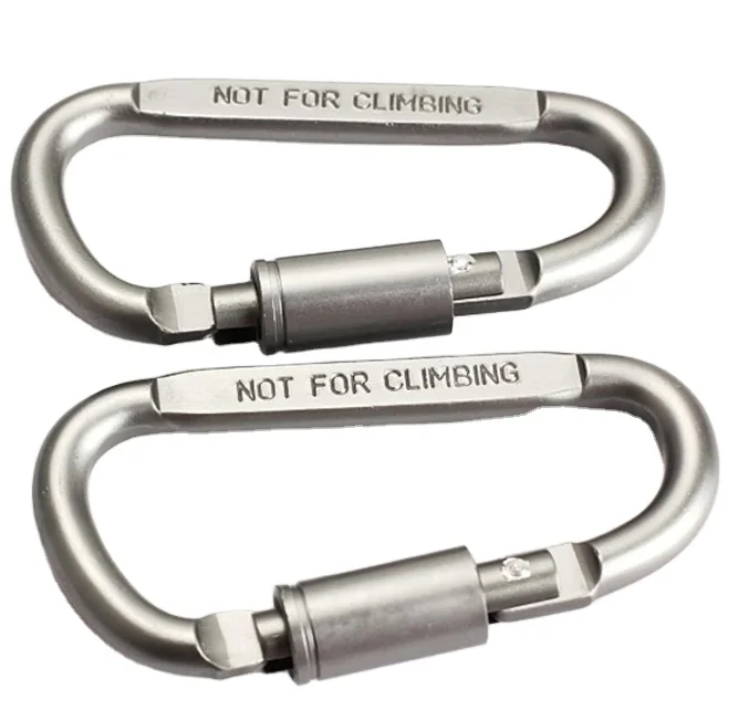 Carabiner Clip Aluminum D-Ring Locking Durable Strong and Light Large Carabiners Clip Set for Outdoor Camping Screw