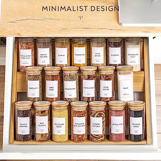 12 упаковок набор стеклянных банок цилиндрические специи с бамбуковыми крышками и индивидуальными этикетками контейнеры для хранения продуктов