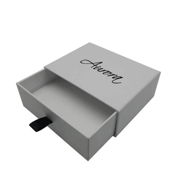 Wholesale White Custom Logo Hard Rigid Cardboard Paper Sliding Drawer Box Packaging For Gift