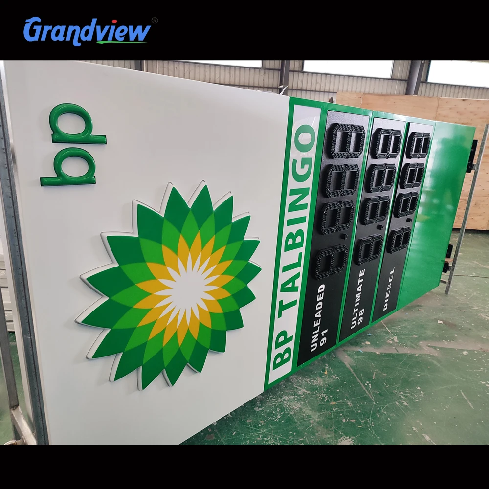 8.88 9/10 Green/Red Digital Led Gas Station Price Signs For Petrol Station with double sided pole sign