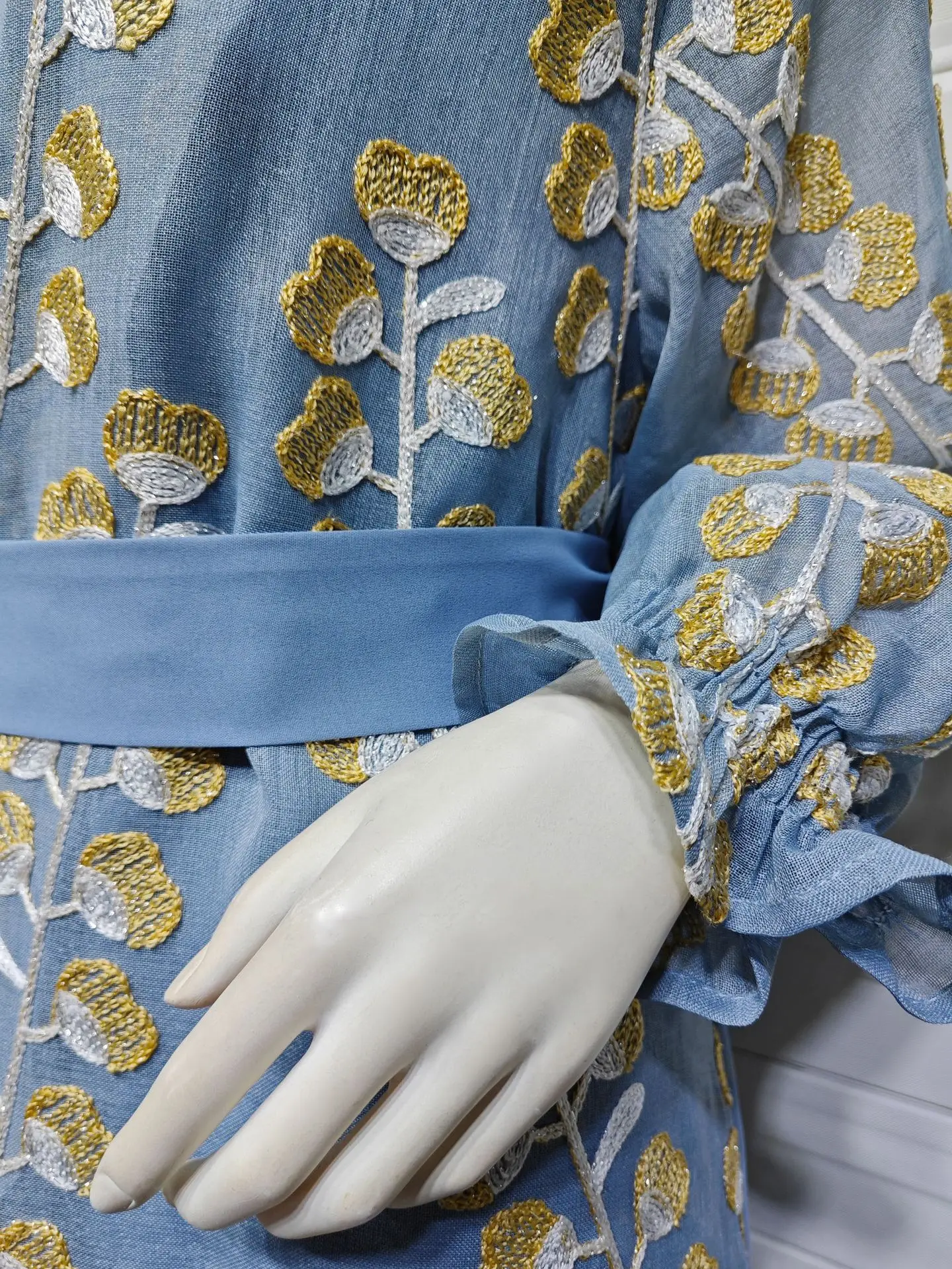 2023 New Arrival Ramadan Eid Jalabiya Fashion Muslim Dubai Arabic Abaya Dress Moroccan Kaftan Embroidery Jalabiat Women Robe