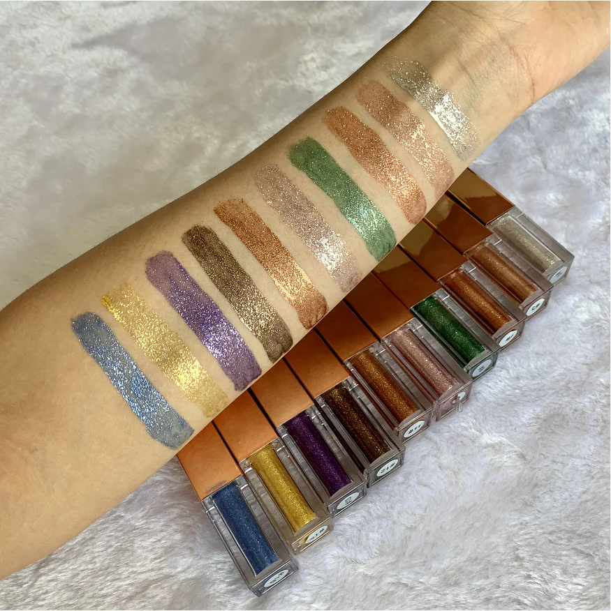 
Custom made bright makeup glitter eyeshadow waterproof private label single liquid metallic sparkl eyeshadow 