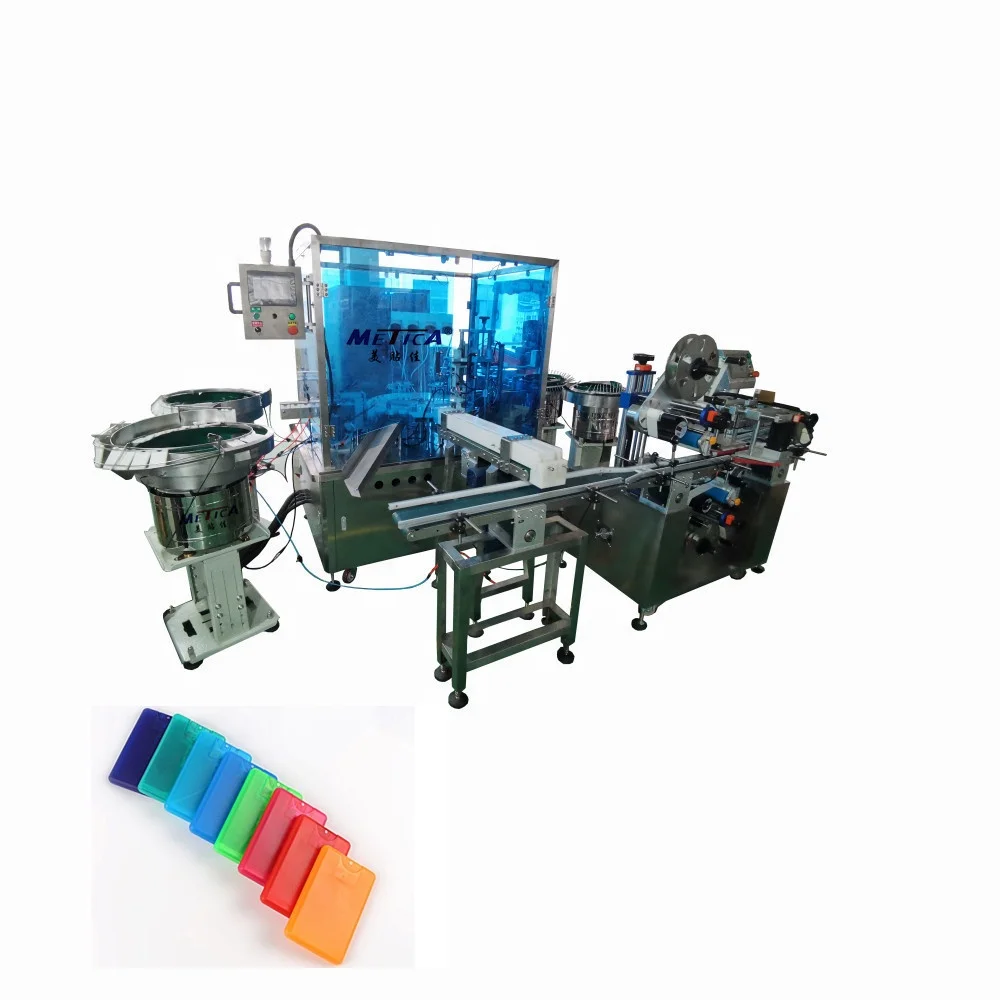 Shanghai manufacturer auto hand sanitizer and perfume filling line for 20ml credit card sprayer