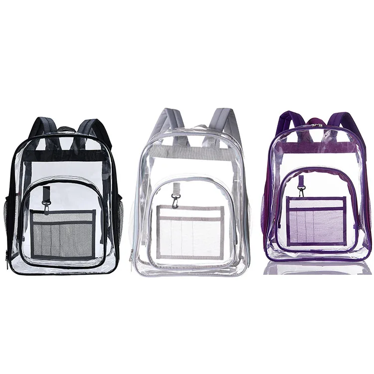M2327 Custom Logo Wholesale Bolsas Transparente Sac Mochila Waterproof Transparent School Bag For Women Men Pvc Clear Backpack