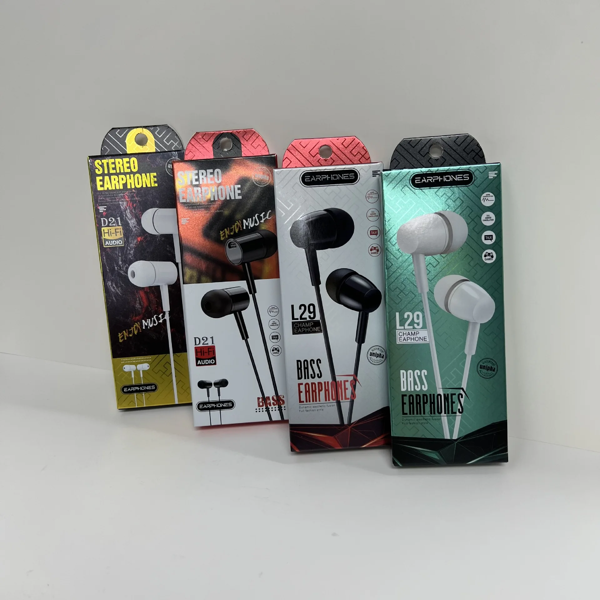 365 кабель для наушников в ушной упаковке цветная коробка Hi-Fi проводной наушник нейтральная бумажная D21 L29 наличии