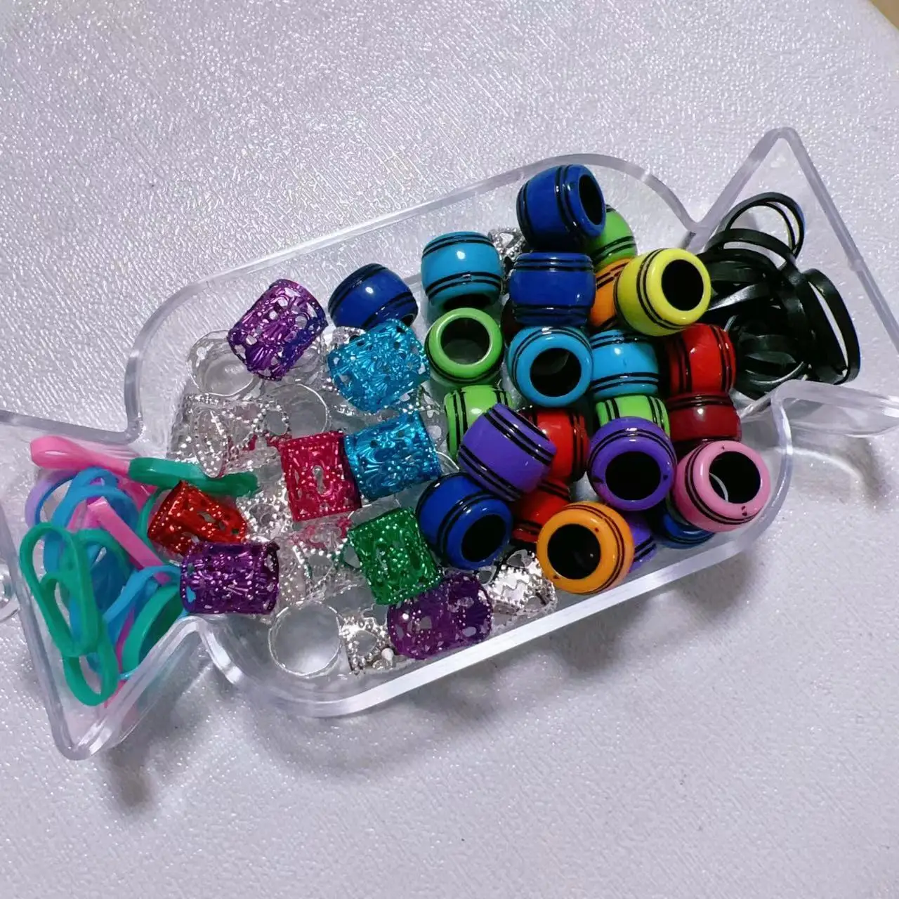 2024 Mylulu Dreadlock Jewelry Adjustable Hair Braid Rings Cuff Clips Tube Hair Beads For Braids with box