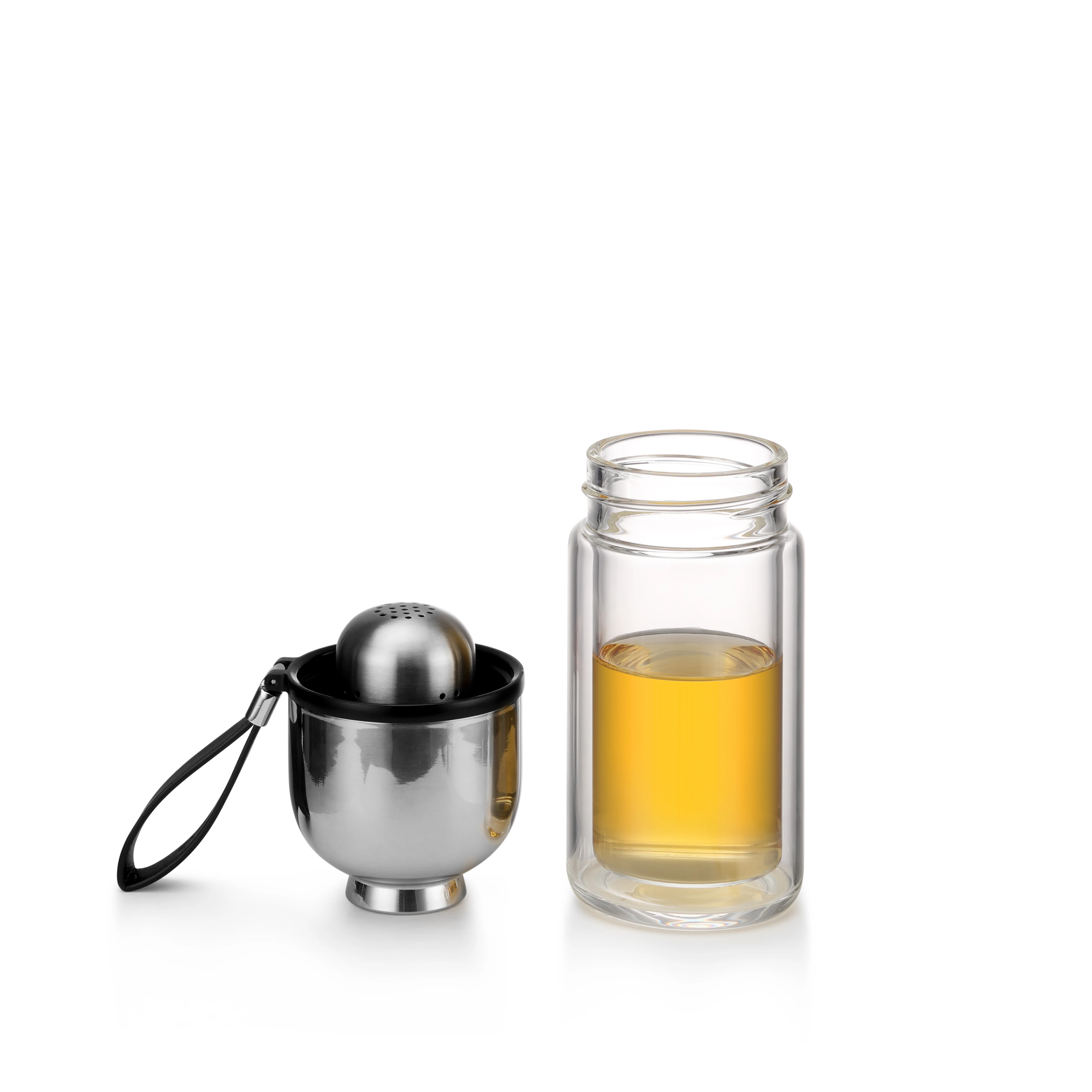 Samadoyo Fashionable Custom Eco-Friendly Portable Separating Double Walled Glass Water Bottle Tea Cup with Magnetic Filter