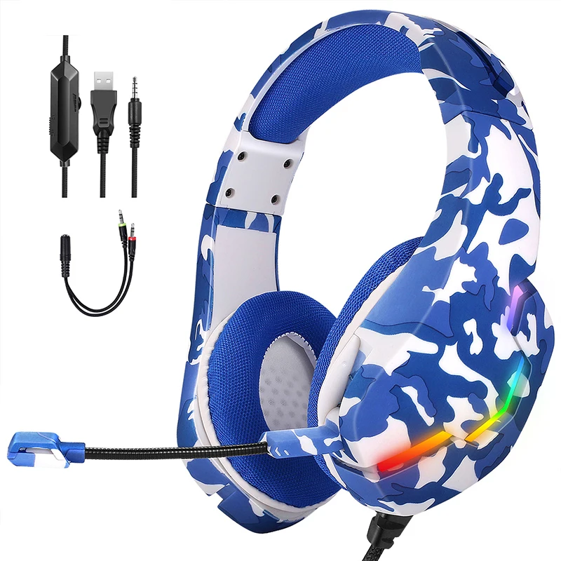 Новый дизайн, Проводная игровая гарнитура, наушники с RGB светодиодной подсветкой, стереонаушники, игровая гарнитура с микрофоном для PS4, Xbox One, ПК