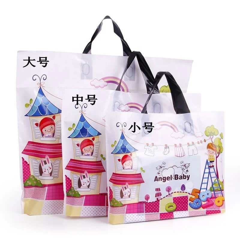 HDPE Die Cut Handle Bag Copperplate Printing Free Sample Cheap Plastic Promotional Shopping Bag