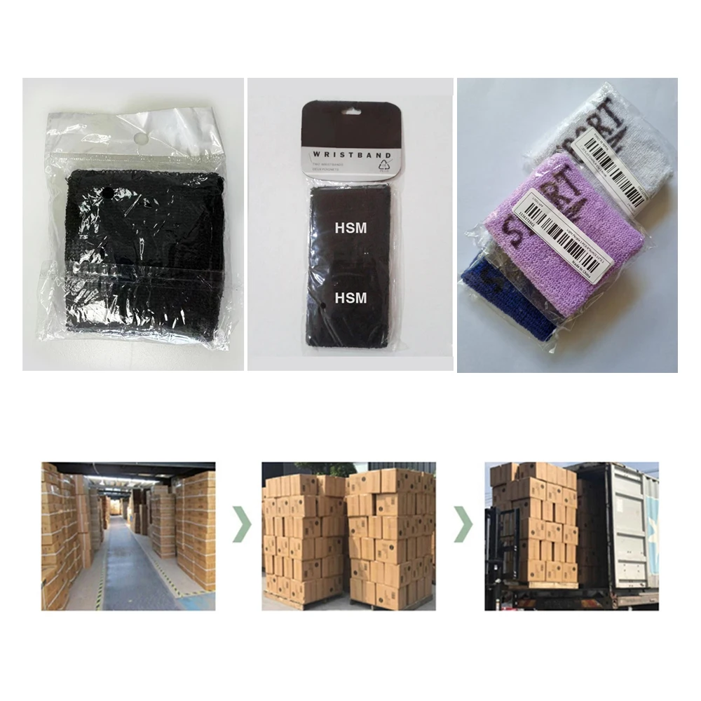 Custom Logo Colorful Sports Wrist Sweatband Cotton Sweatbands Brace Sweat Bands