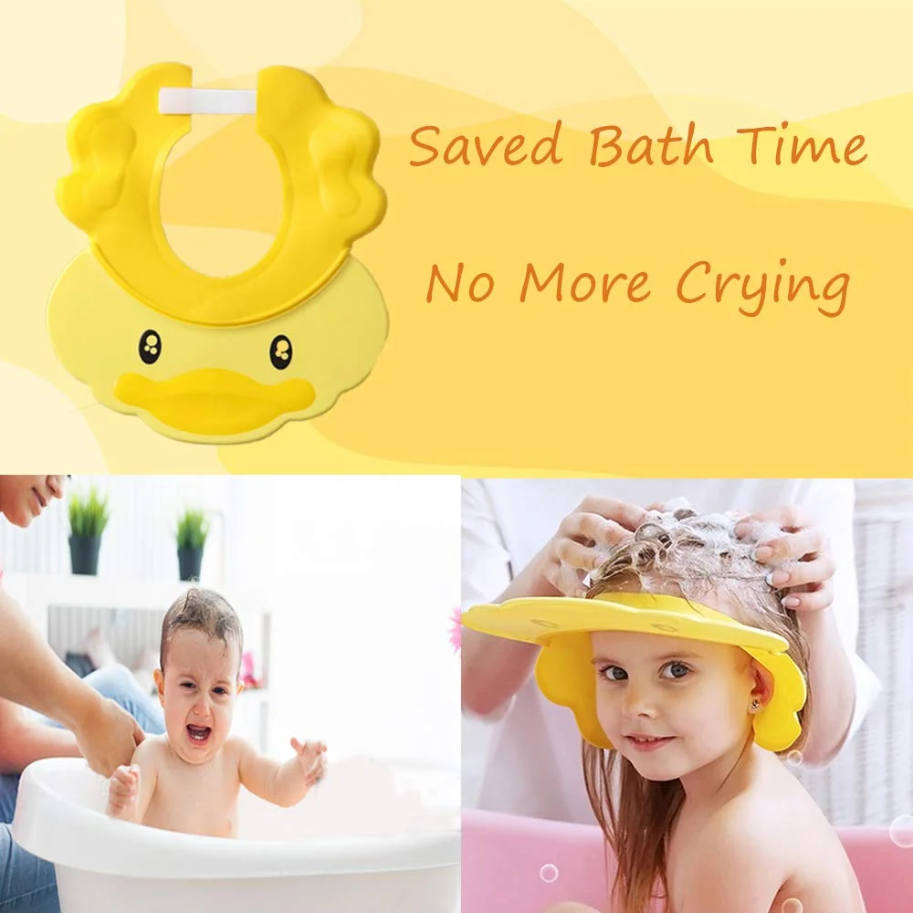 Baby shower hat adjustable silicone shampoo bath hat protect eye ear for kids children