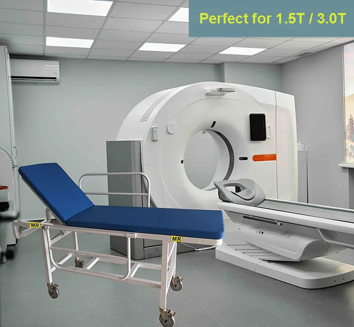 MRI compatible stretcher trolley/ MR conditional to 1.5T and 3.0T MR system/ aluminium alloy material
