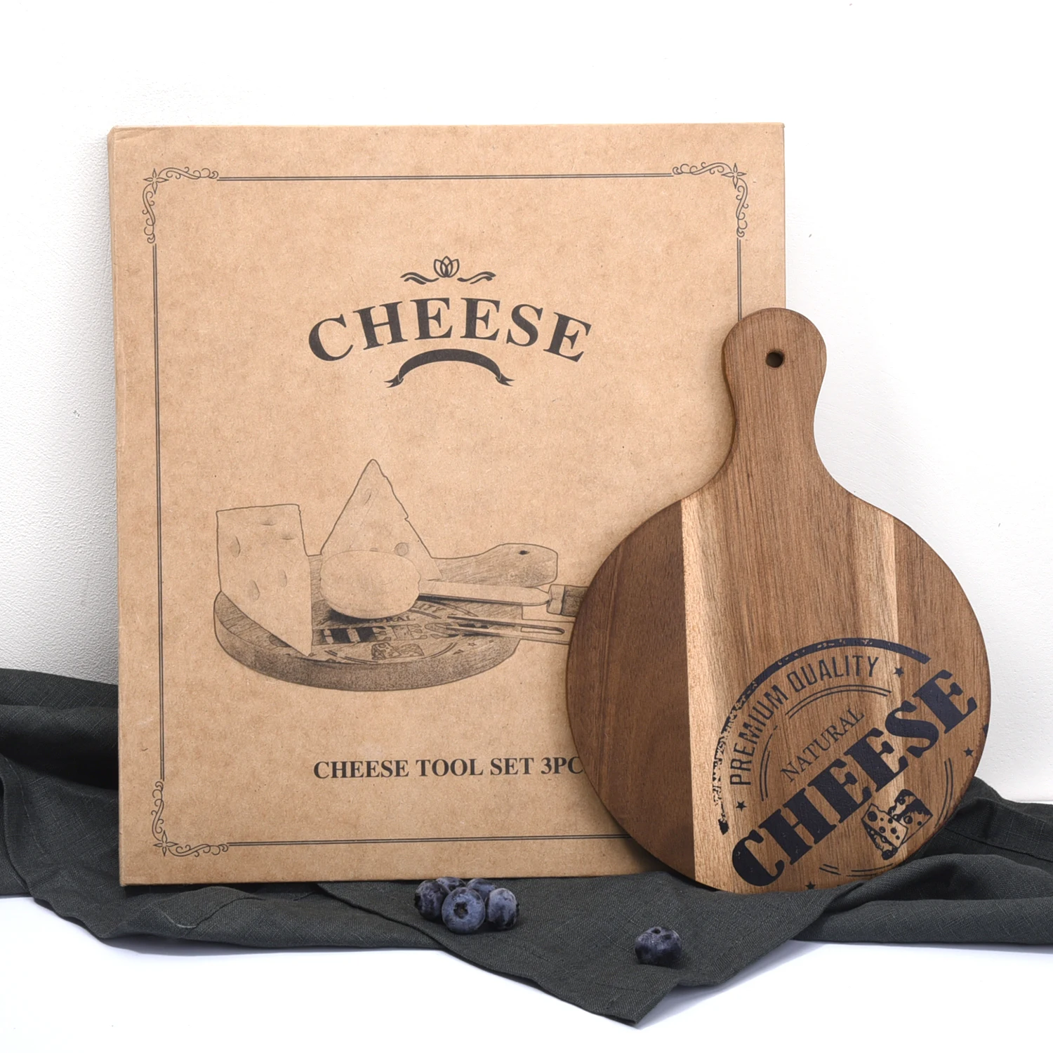 Gift Box Acacia Wood Bamboo Cheese Board and Knife set Charcuterie Platter Serving Wood Cheese Board