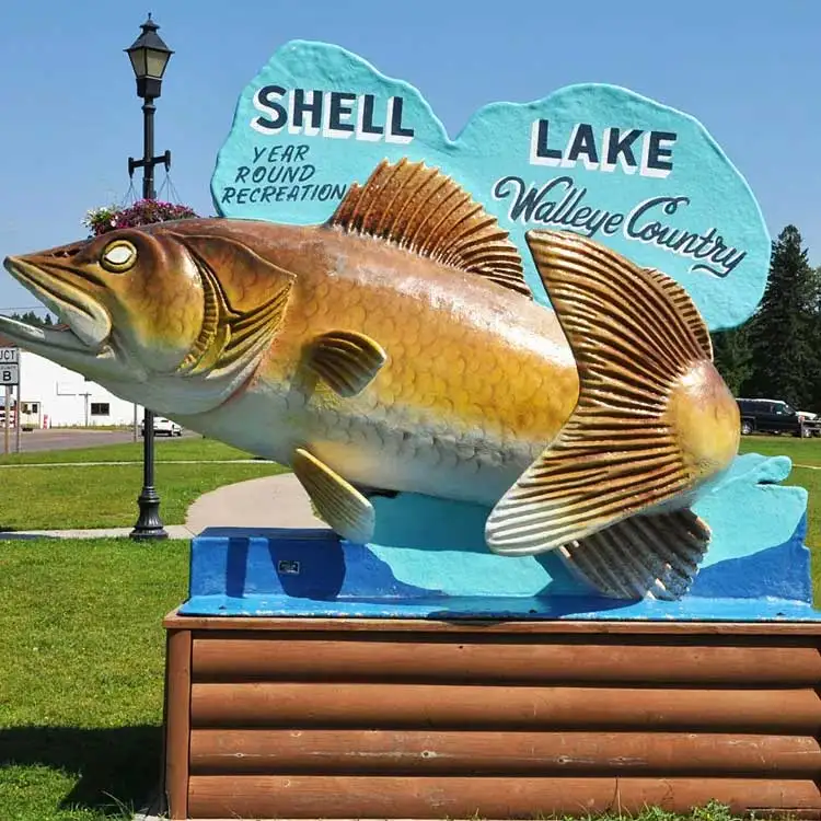 Factory Wholesale Party Hand Made Life Size Animals Fiberglass Fish Sculpture for Garden Decoration