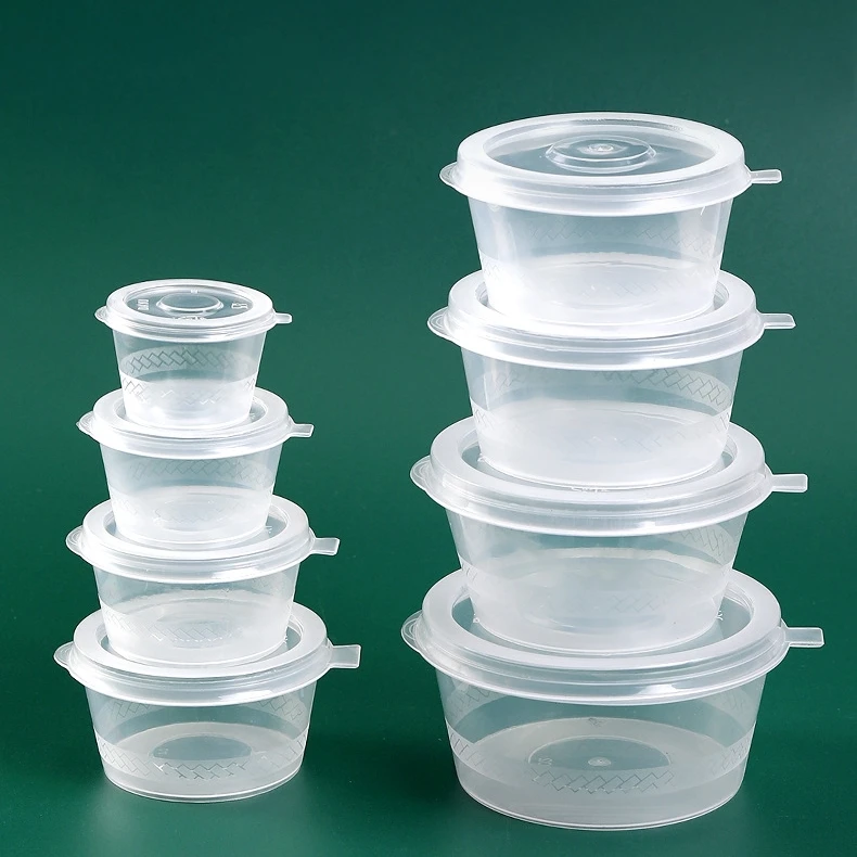Wholesale 1oz 1.5oz 2oz 3oz 4oz 5oz 6oz 8oz clear round disposable sauce spice ketchup condiment pp plastic glass cup with lid