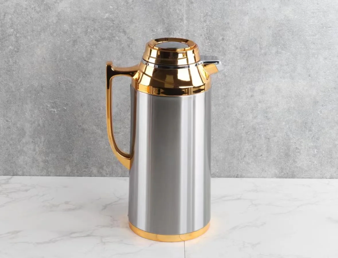 1.0L/1.3L/1.6L/1.9L high quality top selling customized dubai saudi golden thermal vacuum arabic coffee pot thermos manufacturer