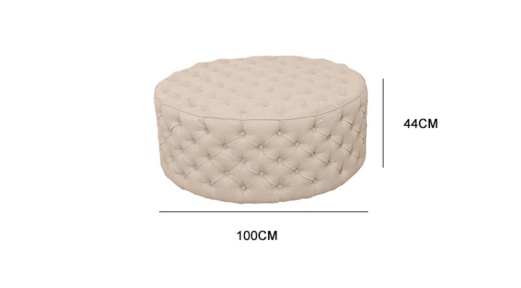 Home Furniture Luxury Velvet Tufted Upholstered Ottoman Hotel Shop Round Bench Fabric Seat Foot Stool