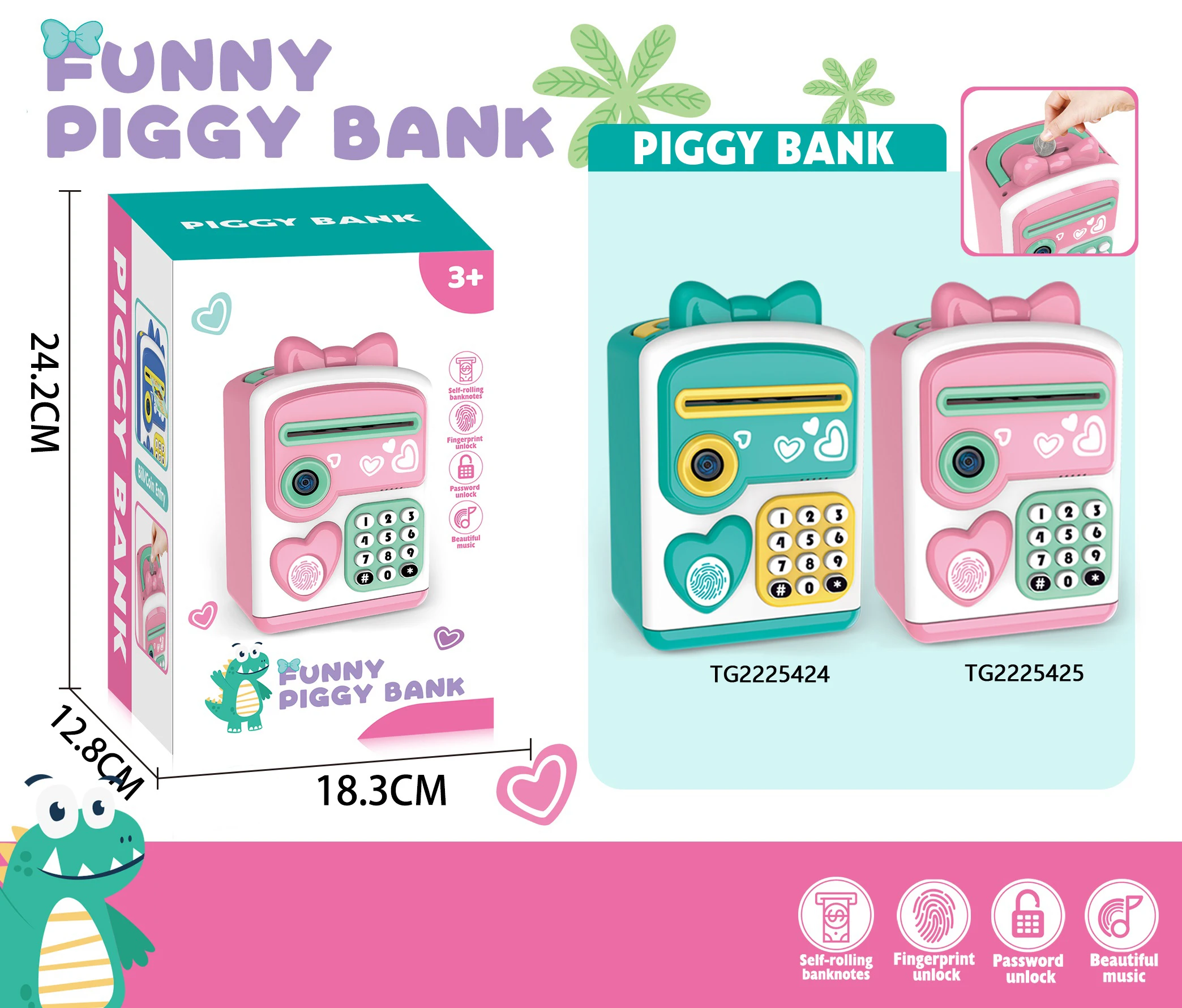 Tego Hot Selling Play House Toys With Music And Knowledge Learning ATM Piggy Bank Toy Money Saving Box For Children