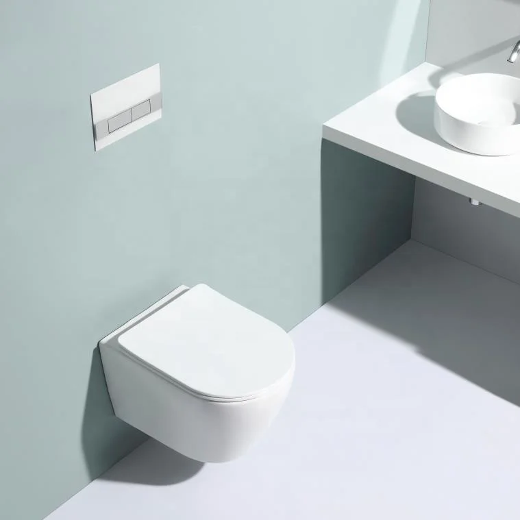 Китайский производитель керамическая п ловушка без оправы назад к стене Туалет настенный туалет для скрытого резервуара с CE ROHS