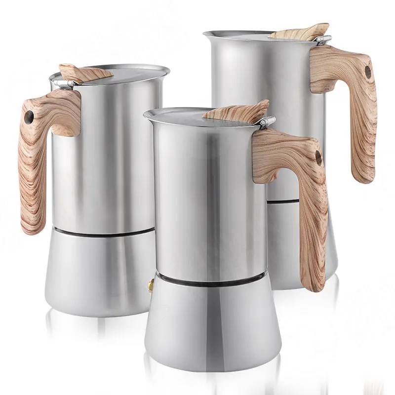  Best Selling Portable Espresso Coffee Maker Induction Stainless Steel Stovetop Moka Pot