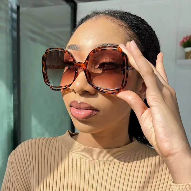 Oversized Round Eye Sunglasses Women New Fashion Design Gradient Big Sun Glasses UV400 Female Sexy Shades Party PC Mirror Accept