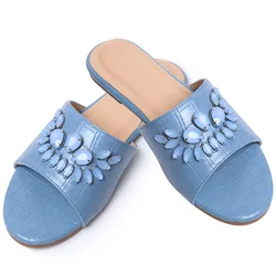 Factory Customized Crystal Diamond Designer Fashion Women Shoes Crocodile Fashion Party Slippers