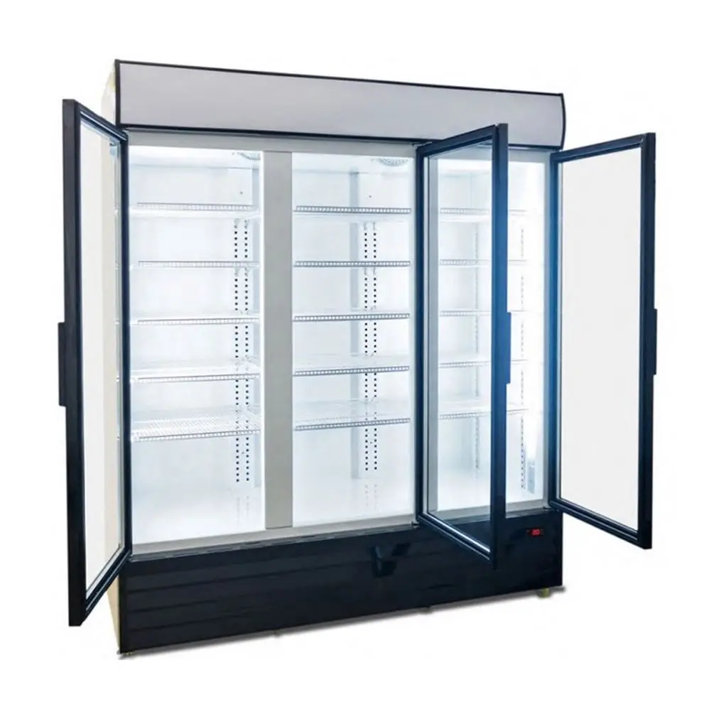 Air Cooling 4 Door Beverage Cooler For Energy Drinks, Soft Cold Drink Refrigerator, Commercial Display Fridge