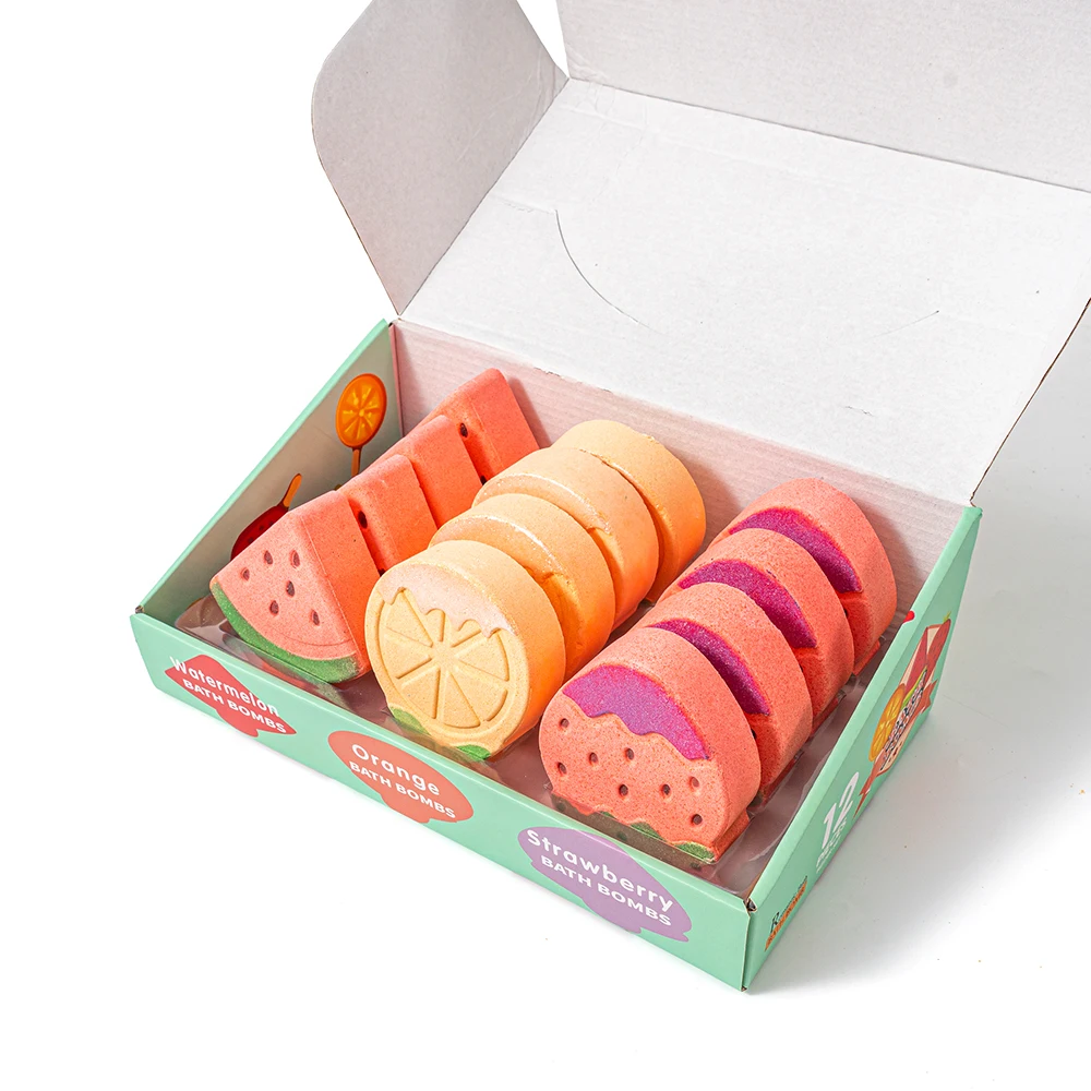 Watermelon Orange Strawberry  Shape Bath Bombs Natural Vegan Fruit Fragrance Bath Bombs Gift Set OEM Wholesale