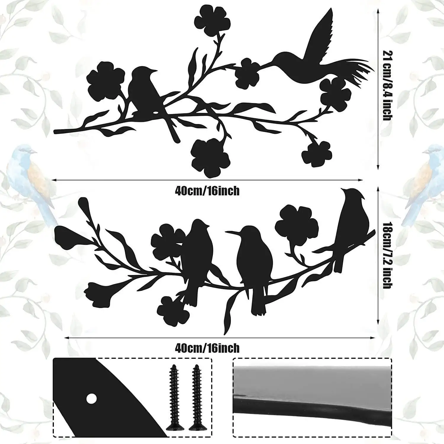 Latest Pop Bird In The Tree Metal Pendant Cross Border Wall Silhouette Magpie Plum Wall Decoration