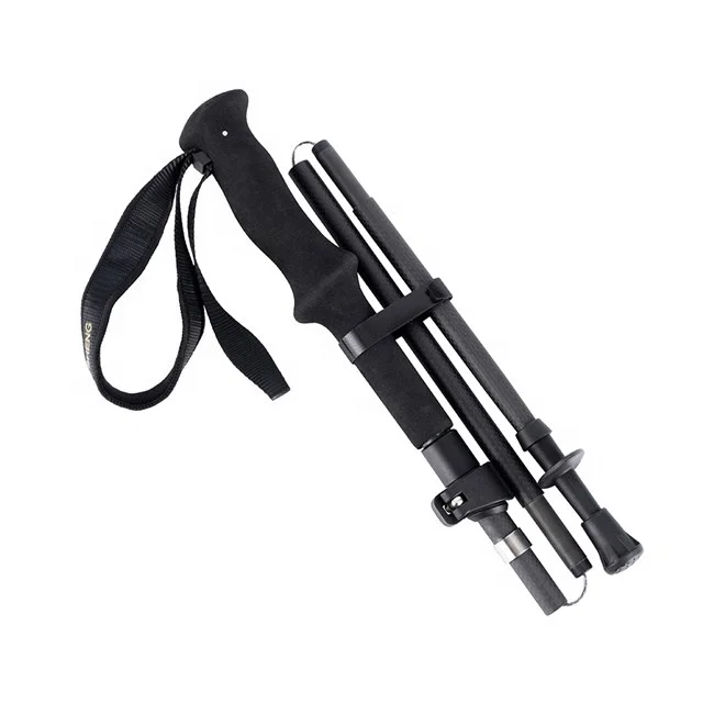 Custom 5-piece Telescopic and Folding Aviation carbon fiber  Trekking poles Hiking walking Sticks
