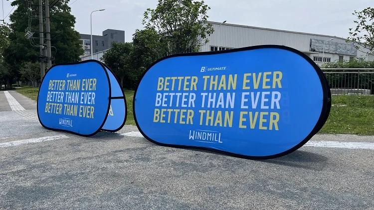 Double Sides Sign Foldable Sports Events Customized Circle Frame Folding Display A Pop Up Banner
