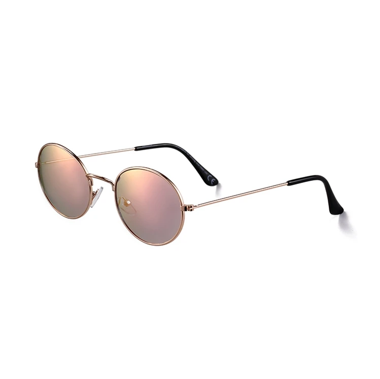 Whosale stainless steel pink mirror oval trendy uv400 sunglasses