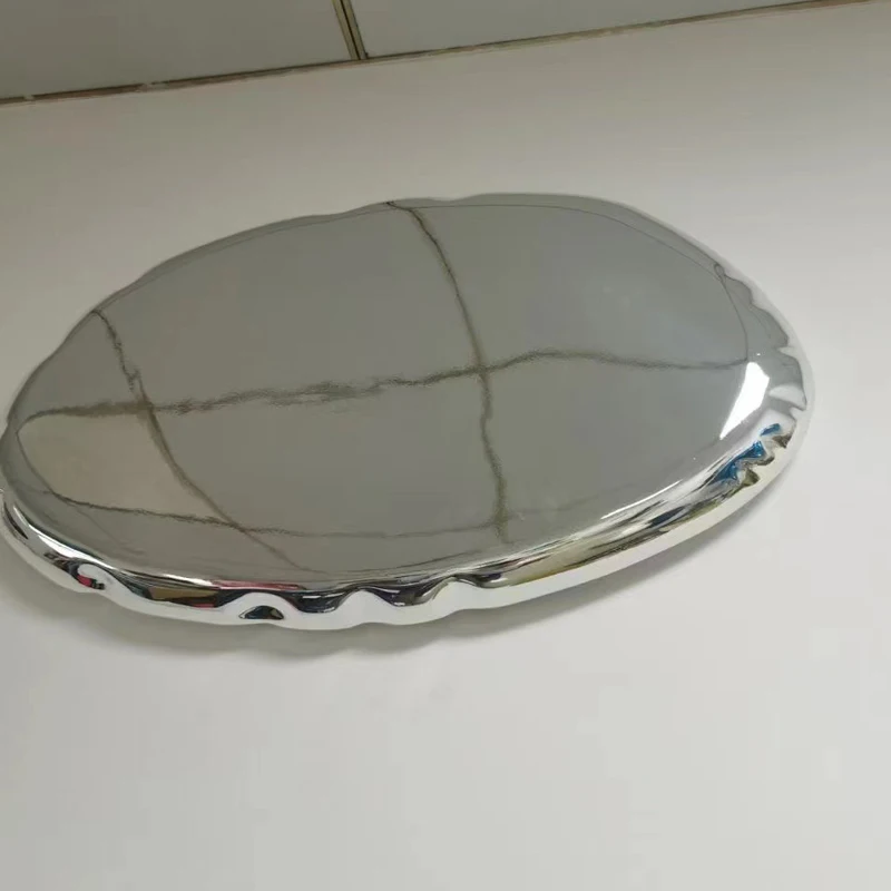 Mirror Polished Abstract Stainless Steel Cobblestone Egg Sculpture Polished Metal stainless steel cobblestone  sculpture