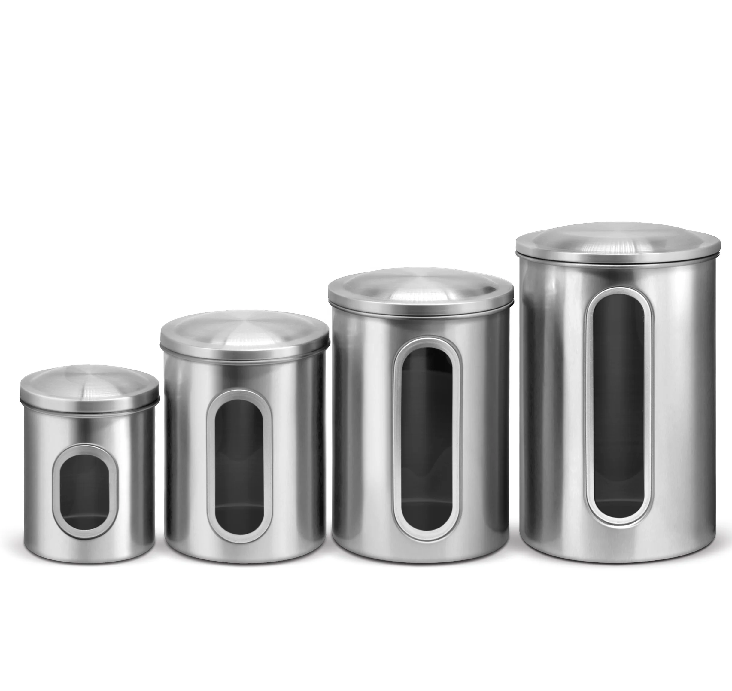 Best selling stainless steel bean coffee sugar canister tin brushed jars