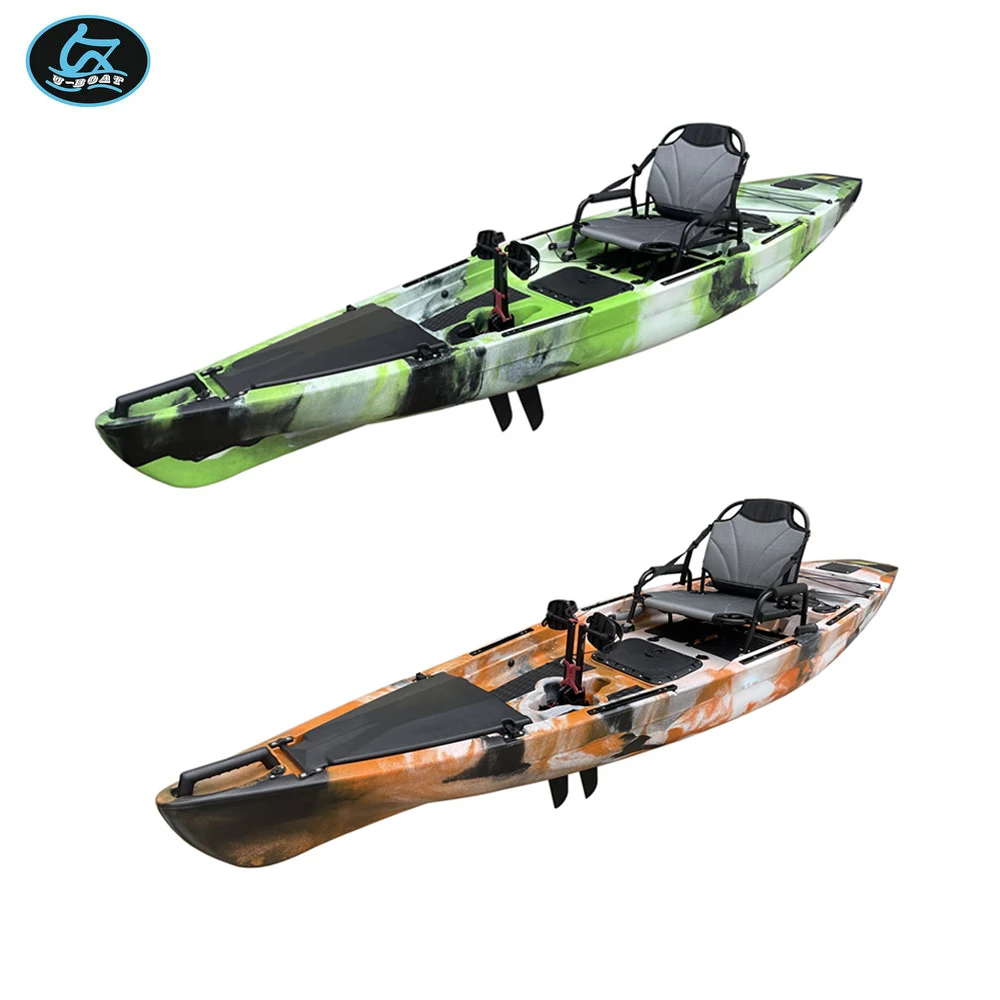 U-boat New Design 12ft wholesale canoes single fishing foot pedal canoe kayak with foldable fishing chair with motor