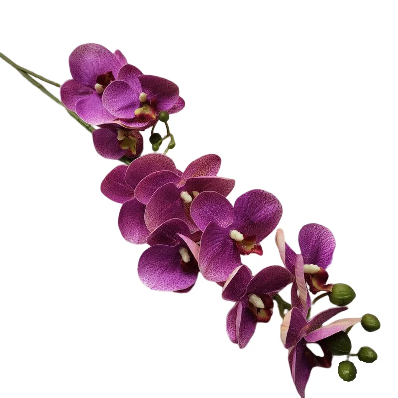 Faux Flower Plants 3D Printing 10 Heads White Orchid Artificial Phalaenopsis Butterfly Orchid