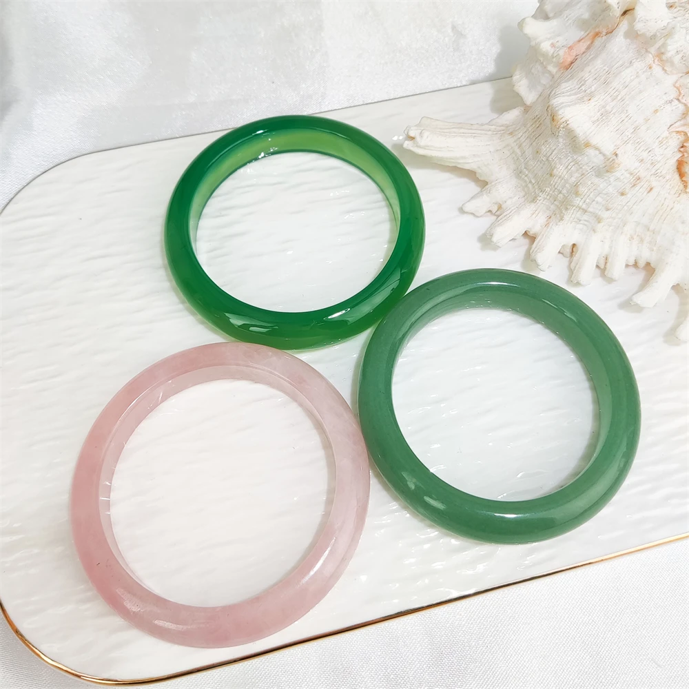 High quality jewelry wholesale dainty gemstone natural green aventurine rose quartz bangles real jade stone bangle for women