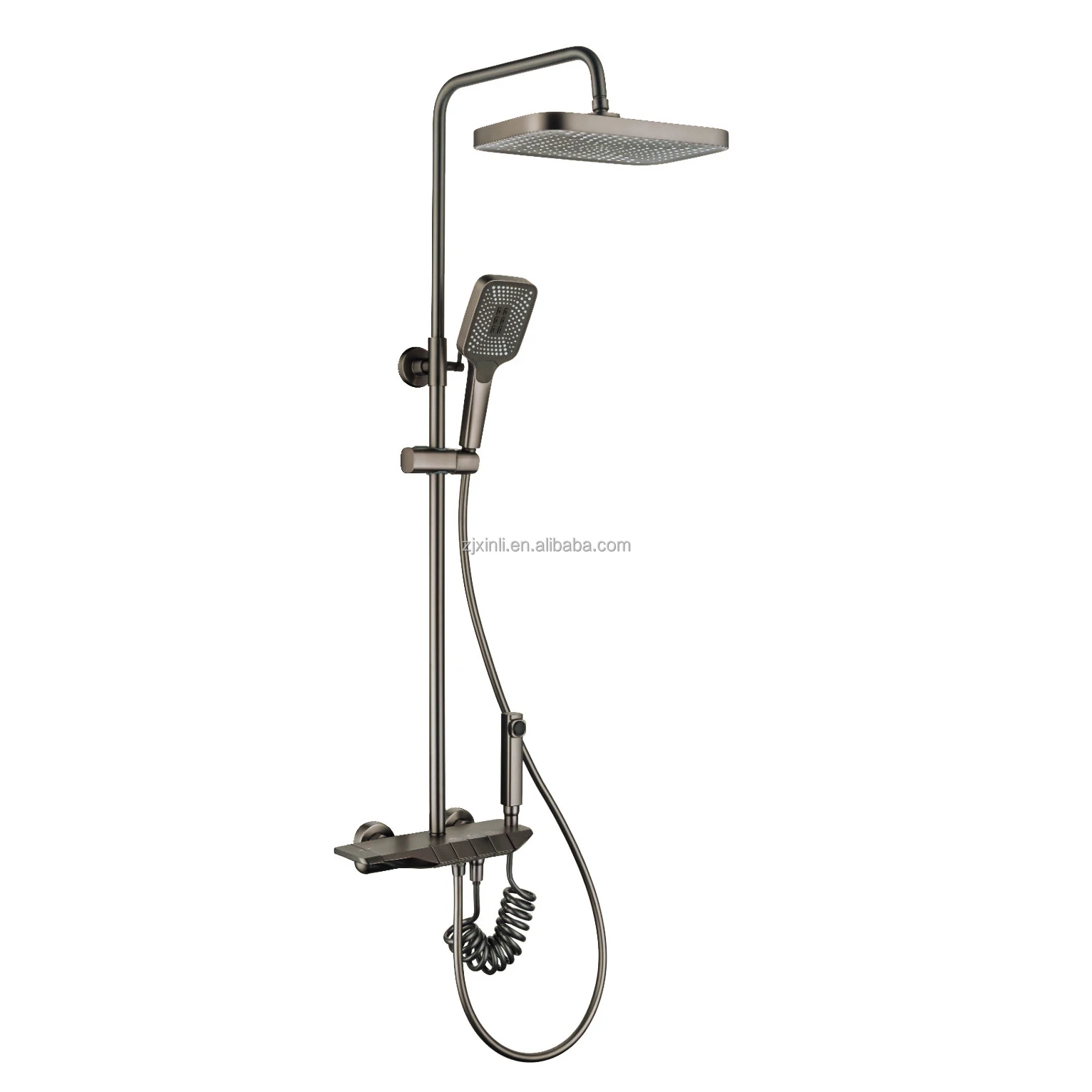 X9216SS1 Brass Thermostatic Mixer With Piano Keys ABS Toilet Sprayer And Rain Shower Head Stainless Steel Shower Pipe Shower Set