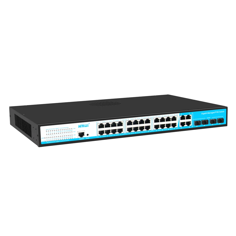  Hrui 32 порт Gigabit ethernet SNMP IGMP веб-L2 POE сторожевой SFP волоконно-оптический управляемый коммутатор питания через