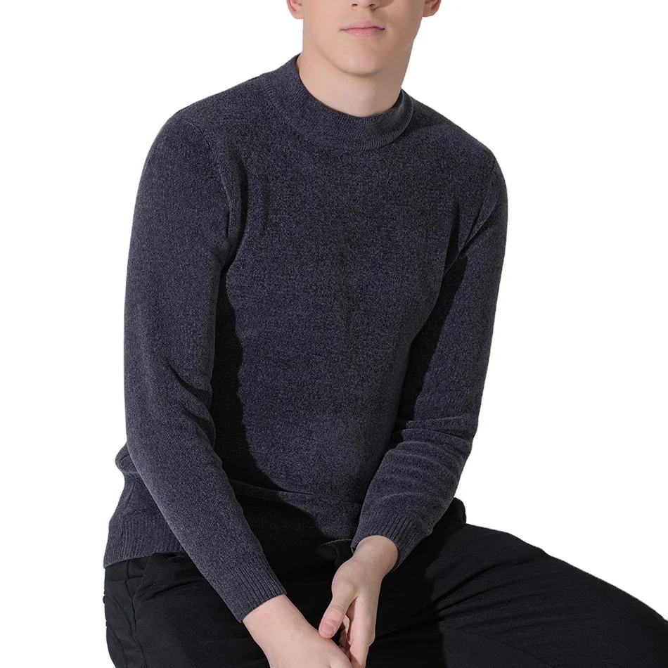 
2021 Casual Autumn Winter Warm Knit Fashion Men Half Turtleneck 100% Cashmere Cotton High Quality Sweater For Men Custom 
