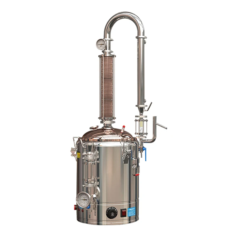 50L plug-in stainless steel alcohol distiller, copper distiller column, rose chamomile hydrosol manufacturing equipment