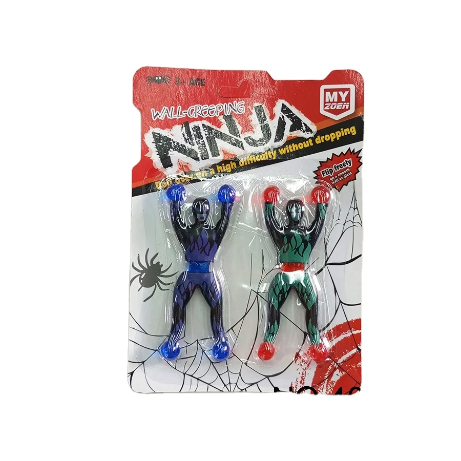 4 color mixed blister card package interactive toys cartoon mini wall climbing sticky spiderman toys